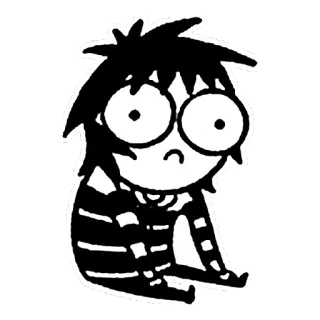 😟 triste, emo, desenho animado, deprimido, personagem, isolado whatsapp sticker