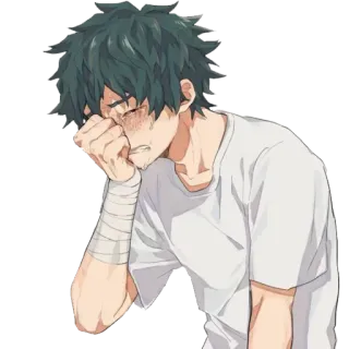 😢 anime, crying, sad, male, character, emotional whatsapp sticker