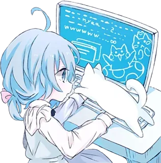 🖥 nyea... Anime, Computer, Katze, Programmieren, Süß, Cartoon, Mädchen whatsapp sticker
