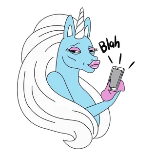 🦄 Blah unicorn, kartun, telepon, bla bla, binatang, fantasi telegram sticker