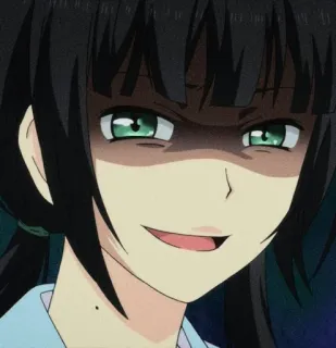 😏 Anime, Mujer, Chica, Sonrisa socarrona, Maquinadora, Traviesa, Malvada telegram sticker