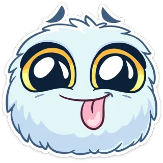 😛 毛茸茸, 可爱, 舌头, 卡通, 贴纸 telegram sticker