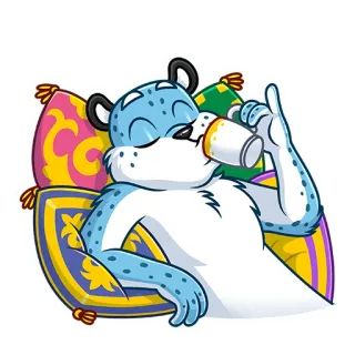 ☕️ стикер, мультик, животное, расслабляющий, пьющий, синий медведь telegram sticker
