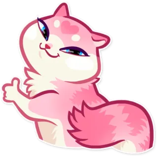 👍 gato, rosa, pulgar arriba, lindo, pegatina telegram sticker