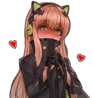 😍 MT anime style, cat ears, girl, military, science fiction whatsapp sticker