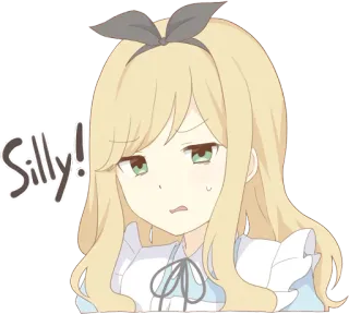 😕 Silly! anime, loira, menina, expressão, boba telegram sticker