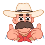 👍 Большой палец вверх, Позитив, Ковбой, Одобрение, Мультфильм whatsapp sticker