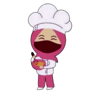 🍦 hornear, chef, hiyab, mujer, dibujos animados, cocina, comida, musulmán telegram sticker