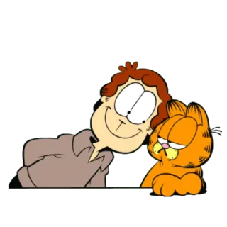 😘 Garfield cat, cartoon, Jon Arbuckle, friendship, comic whatsapp sticker