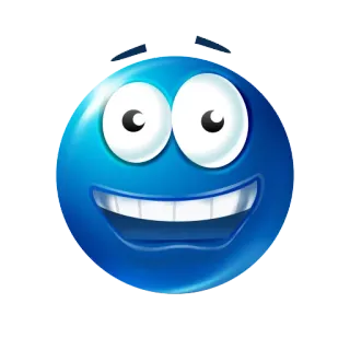🤪 Emoji, Blu, Sorriso, Felice, Faccia, Cartone animato telegram sticker