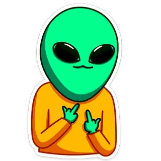 🖕 エイリアン, 中指, 失礼, 攻撃的, 漫画, ジェスチャー telegram sticker