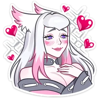 🥰 动漫, 女孩, 贴纸, 可爱, 爱心, 卡哇伊, 狼少女 telegram sticker