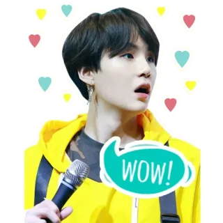 😧 WOW! kpop, певец, микрофон, айдол, сердечки, вау whatsapp sticker
