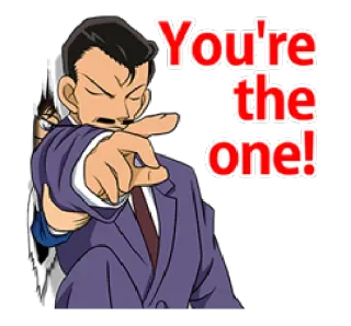 👆 You're the one! detective, pointing, animation, cartoon, suit whatsapp sticker