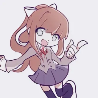 📄 Monika Doki Doki Literature Club! Anime, Mignon, Chibi, Fille, Jeu vidéo, Kawaii telegram sticker