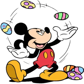 🙃 Mickey Mouse ミッキーマウス, 漫画, ディズニー, ジャグリング, イースター, 卵 telegram sticker