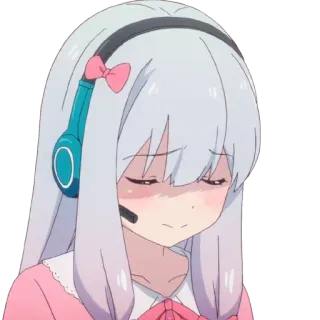 ✨ anime, girl, cute, headset, blush telegram sticker