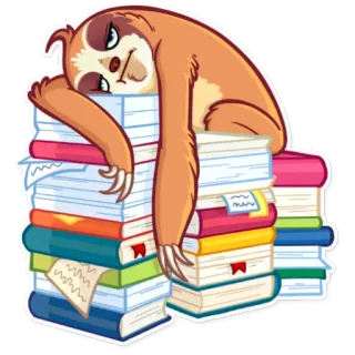📚 สลอธ, หนังสือ, ขี้เกียจ, เหนื่อย, อ่าน telegram sticker