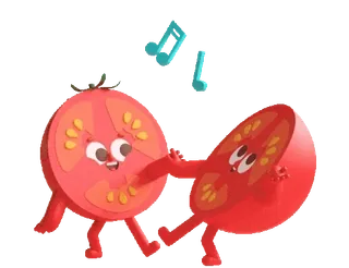 🎶 tomate, comida, dibujos animados, bailando, lindo, fruta whatsapp sticker