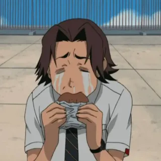 🍁 Anime, Piangendo, Triste, Cibo, Hamburger, Maschio telegram sticker