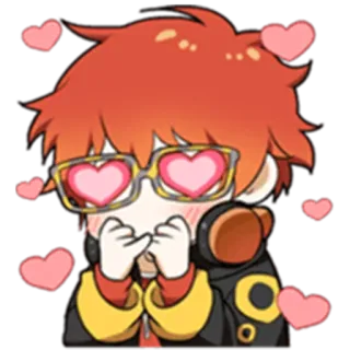 😍 707 Mystic Messenger Anime, Desenho animado, Coração, Amor, Fofo, Óculos telegram sticker
