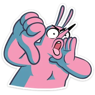 👎 Cartoon, Konijn, Boos, Schreeuwen, Duim omlaag telegram sticker