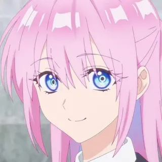 🐻 Anime, Mädchen, pinke Haare, lächelnd telegram sticker