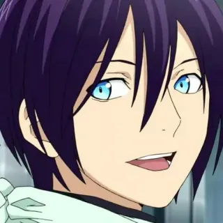 😺 Yato Noragami аниме, персонаж, ято, noragami, бог, голубые глаза, фиолетовые волосы telegram sticker
