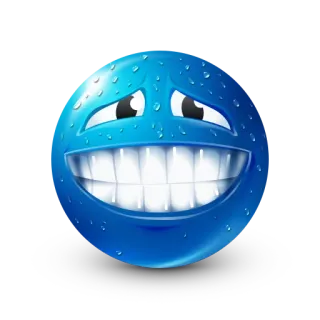😬 emoji, sonrisa, cara, azul, dibujos animados, expresión whatsapp sticker