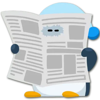 📰 penguin, reading, newspaper, bird, winter, cute telegram sticker