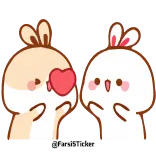 ❤️ bunny, love, cute, cartoon, animal, kawaii, heart telegram sticker