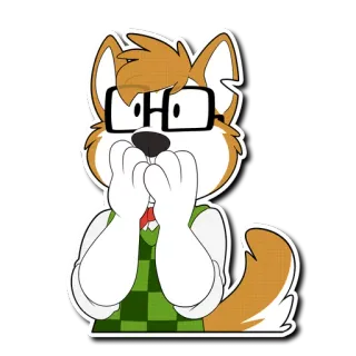 😮 antropomórfico, dibujos animados, perro, preocupado, nervioso, gafas, peludo telegram sticker