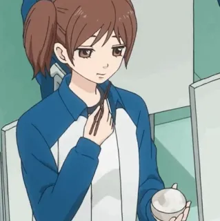 🥡 anime, girl, eating, rice, chopsticks telegram sticker