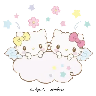 🐱 Hello Kitty Hello Kitty, schattig, cartoon, Sanrio, kawaii, wolk, engel telegram sticker