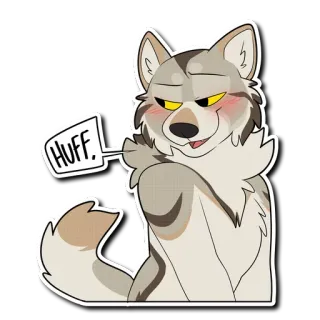 😘 HUFF. lupo, animale, cartone animato, borioso, espressione telegram sticker