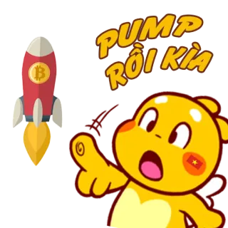 😱 PUMP RỒI KÌA foguete, bitcoin, criptomoeda, pump, desenho animado whatsapp sticker
