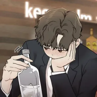 🧋 keel lm man, alcohol, drinking, bottle, sad, tired telegram sticker