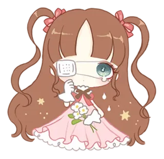 😥 动漫, 女孩, 受伤, 可爱, 绷带, 悲伤 telegram sticker