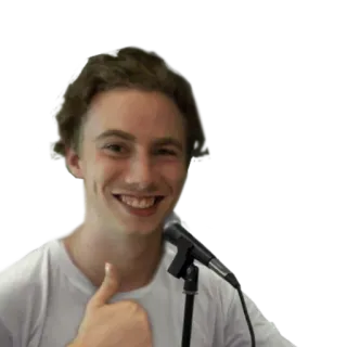 👍 男人, 点赞, 麦克风, 微笑, 肖像 telegram sticker