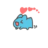 😍 可爱, 卡通, 动物, 卡哇伊, 蓝色, 心 telegram sticker