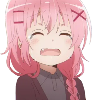 😥 Anime, Menangis, Gadis, Rambut merah muda, Sedih telegram sticker