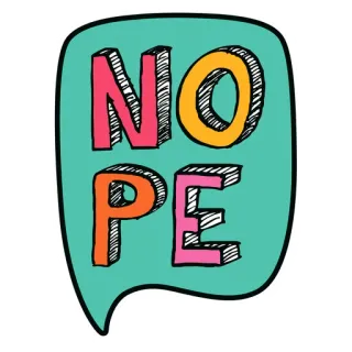 😩 NOPE non, rejet, négatif, bulle de dialogue, dessin animé whatsapp sticker