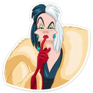 🤫 Cruella de Vil 101 Dalmatians Dibujo animado, Villano, Cruella de Vil, Disney, 101 dálmatas, Personaje, Abrigo de piel whatsapp sticker