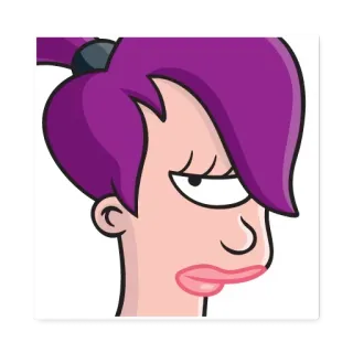 😑 Leela Futurama cartoni animati, capelli viola, un occhio, Futurama, Leela telegram sticker