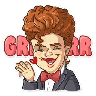 😘 GRRR การ์ตูน, โกรธ, สีแดง, หน้า, ตัวละคร telegram sticker