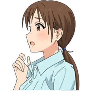 😧 Anime, Mulher, Rabo de cavalo, Blusa, Confusa whatsapp sticker
