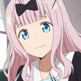 😖 Chika Fujiwara Kaguya-sama: Love Is War anime, cute, girl, chika fujiwara, kaguya-sama love is war, pink hair, bow whatsapp sticker