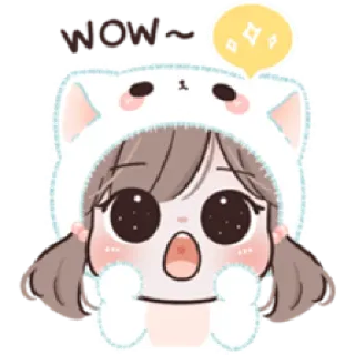 🤩 WOW Cartone animato, Ragazza, Carino, Wow, Anime, Scintillio, Espressione whatsapp sticker