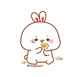 😢 carino, coniglietto, fiore, kawaii, coniglio, animale, cartone animato whatsapp sticker