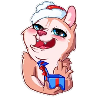 🖕 doigt d'honneur, offensant, bonnet de Père Noël, boîte cadeau, animal, dessin animé telegram sticker